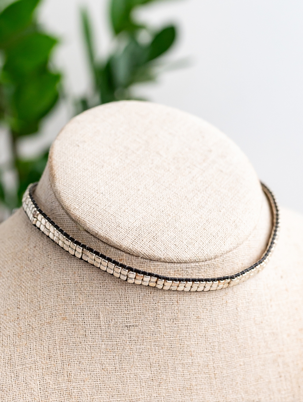 Stella and Dot leather and silver wrap bracelet